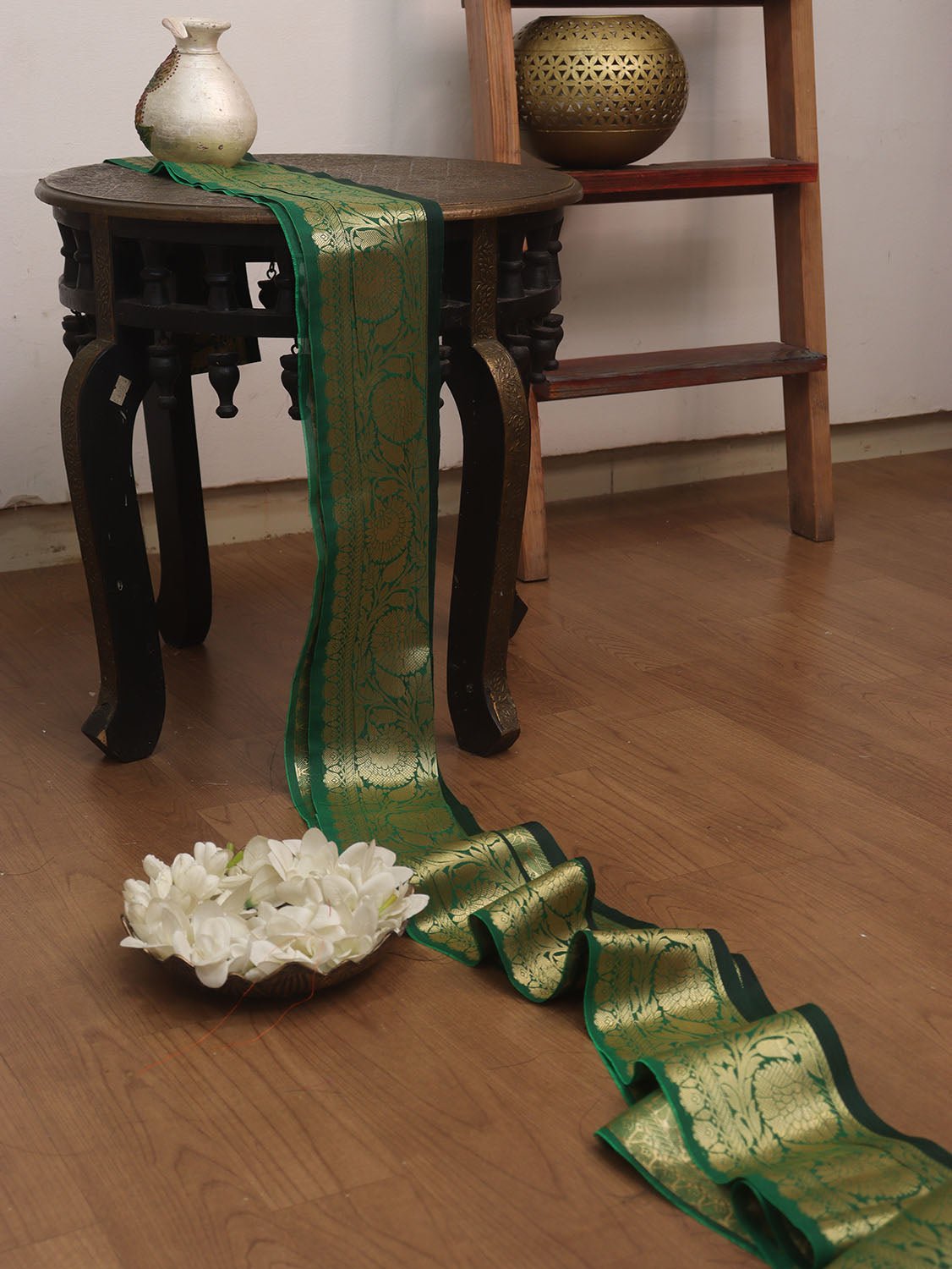 Green Banarasi Silk Lace: 1 Mtr - Luxurion World