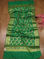 Green Banarasi Silk Meenakari Dupatta - Luxurion World