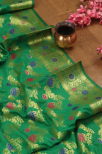 Green Banarasi Silk Meenakari Dupatta - Luxurion World