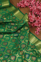 Green Banarasi Silk Patola Design Dupatta - Luxurion World