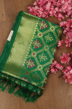 Green Banarasi Silk Patola Design Dupatta - Luxurion World