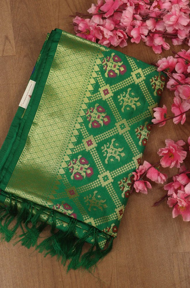 Green Banarasi Silk Patola Design Dupatta - Luxurion World