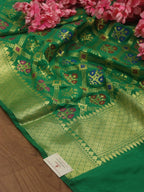 Green Banarasi Silk Patola Design Dupatta - Luxurion World