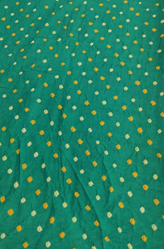 Green Bandhani Cotton Silk Fabric (  1 Mtr ) - Luxurion World