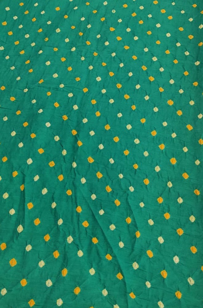 Green Bandhani Cotton Silk Fabric (  1 Mtr ) - Luxurion World