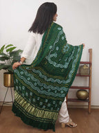 Green Bandhani Gajji Silk Dupatta - Luxurion World