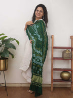 Green Bandhani Gajji Silk Dupatta - Luxurion World