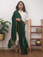 Green Bandhani Modal Silk Dupatta - Luxurion World