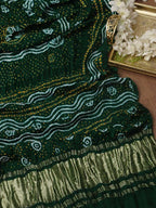 Green Bandhani Gajji Silk Dupatta - Luxurion World