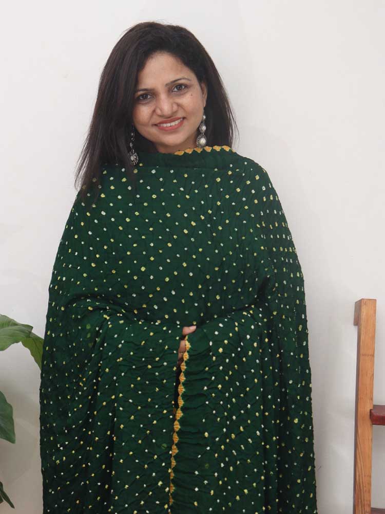 Green Bandhani Modal Silk Dupatta - Luxurion World