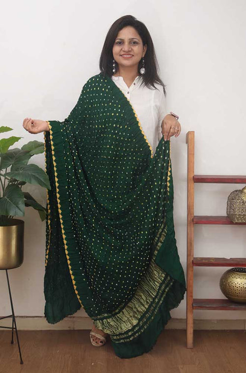 Green Bandhani Modal Silk Dupatta - Luxurion World