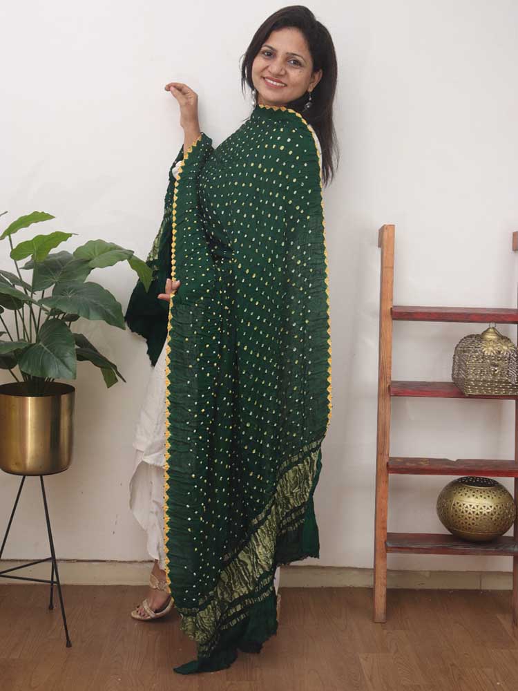 Green Bandhani Modal Silk Dupatta - Luxurion World
