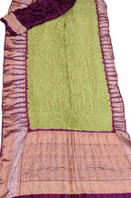 Green Bandhani Pure Silk Kanjeevaram Border Saree - Luxurion World