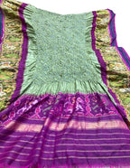 Green Bandhani Single Ikat Patola Pure Silk Dupatta - Luxurion World