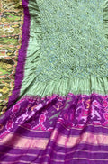 Green Bandhani Single Ikat Patola Pure Silk Dupatta - Luxurion World