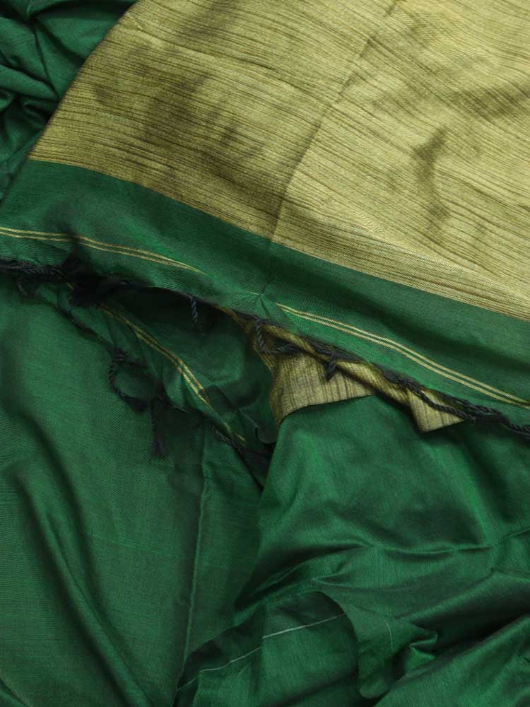 Green Bengal Plain Cotton Saree - Luxurion World