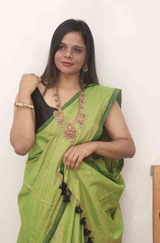 Stunning Green Bengal Tissue Cotton Saree - Luxurion World