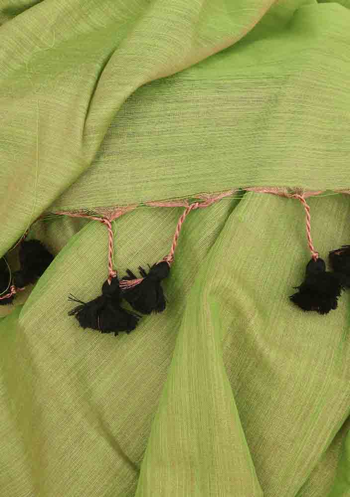 Stunning Green Bengal Tissue Cotton Saree - Luxurion World