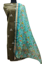 Green Bhagalpur Linen Two Piece Unstitched Suit Set With Digital Printed Dupatta - Luxurion World
