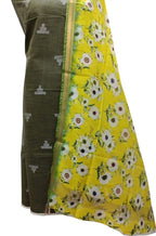 Green Bhagalpur Linen Two Piece Unstitched Suit Set With Digital Printed Dupatta - Luxurion World