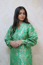 Green Brocade Silk Suit Set - Luxurion World