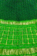 Green Checks Bandhani Gajji Silk Gharchola Saree - Luxurion World