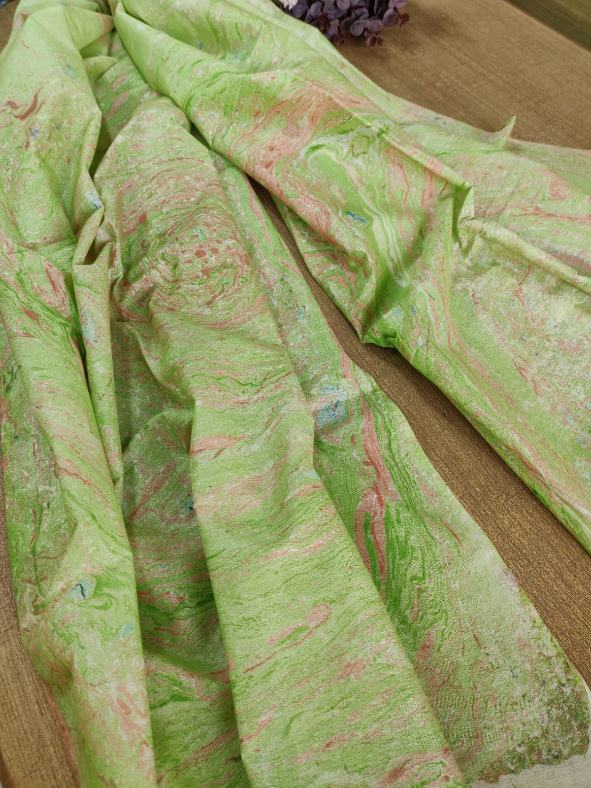Green Digital Printed Cotton Linen Dupatta