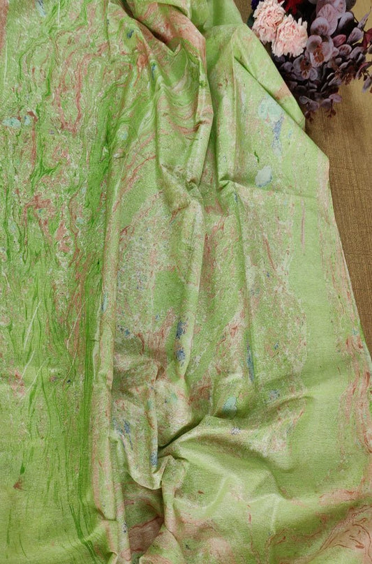 Green Digital Printed Cotton Linen Dupatta - Luxurion World