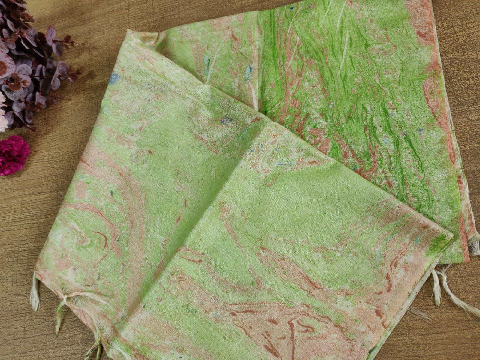 Green Digital Printed Cotton Linen Dupatta - Luxurion World