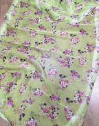 Green Digital Printed Organza Silk Floral Design Saree - Luxurion World