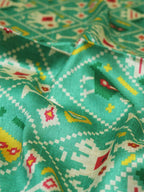 Green Digital Printed Patola Design Tussar Silk Fabric - Luxurion World