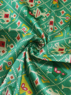 Green Digital Printed Patola Design Tussar Silk Fabric - Luxurion World