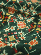 Green Digital Printed Patola Design Tussar Silk Fabric - Luxurion World