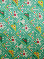 Green Digital Printed Patola Design Tussar Silk Fabric - Luxurion World
