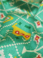 Green Digital Printed Patola Design Tussar Silk Fabric - Luxurion World