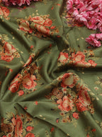 Green Digital Printed Silk Fabric (1 mtr) - Luxurion World