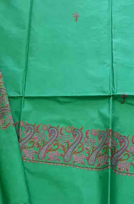 Green Embroidered Sozni Work Kashmiri Silk Saree