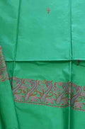 Green Embroidered Sozni Work Kashmiri Silk Saree - Luxurion World
