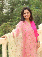 Green Embroidered Trendy Organza Dupatta With Scalloped Border - Luxurion World