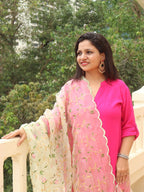 Green Embroidered Trendy Organza Dupatta With Scalloped Border - Luxurion World