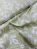 Green Foil Block Printed Cotton Fabric ( 1 Mtr ) - Luxurion World