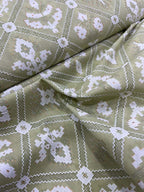 Green Foil Block Printed Cotton Fabric ( 1 Mtr ) - Luxurion World