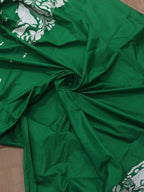 Green Hand Embroidered Kantha Pure Bangalore Silk Saree - Luxurion World