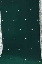 Green Hand Embroidered Parsi Gara Crepe Floral And Bird Design Saree - Luxurion World