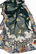 Green Hand Embroidered Parsi Gara Pure Georgette Dupatta - Luxurion World