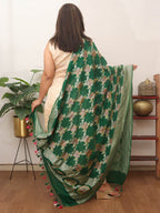 Green Handloom Banarasi Pure Georgette Brush Dye Dupatta - Luxurion World
