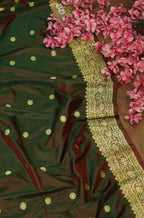 Green Handloom Banarasi Pure Katan Silk Dupatta - Luxurion World