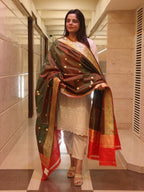 Green Handloom Banarasi Pure Katan Silk Dupatta - Luxurion World