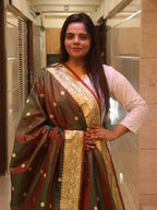 Green Handloom Banarasi Pure Katan Silk Dupatta - Luxurion World