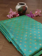 Green Handloom Banarasi Pure Katan Silk Fabric (1Mtr) - Luxurion World